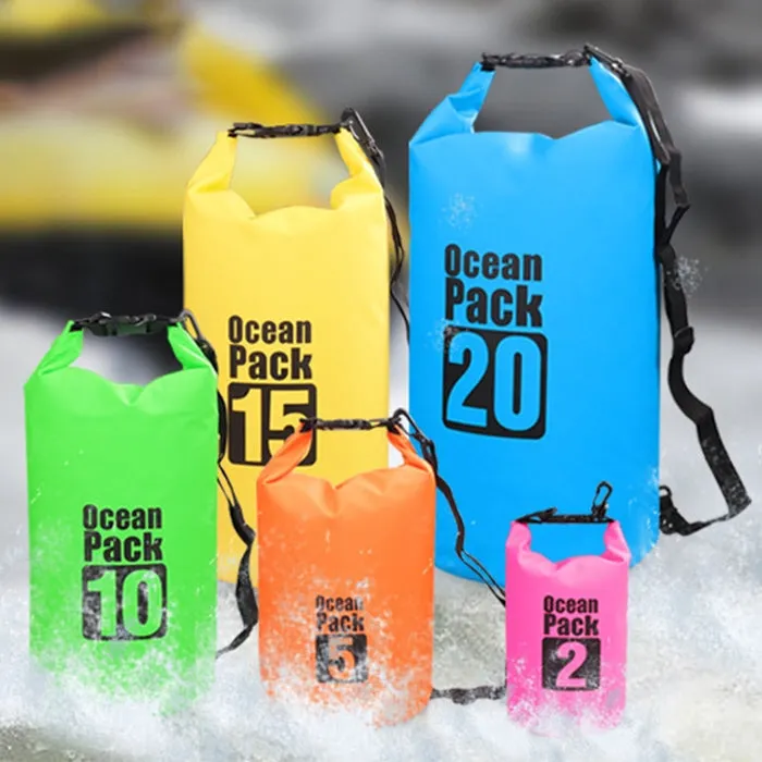 Outdoor Waterproof Double Shoulder Bag Dry Sack PVC Barrel Bag, Capacity: 20L (Yellow)