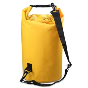 Outdoor Waterproof Double Shoulder Bag Dry Sack PVC Barrel Bag, Capacity: 20L (Yellow)