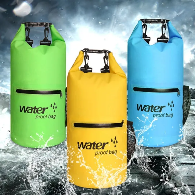 Outdoor Waterproof Dry Dual Shoulder Strap Bag Dry Sack PVC Barrel Bag, Capacity: 10L(Green)