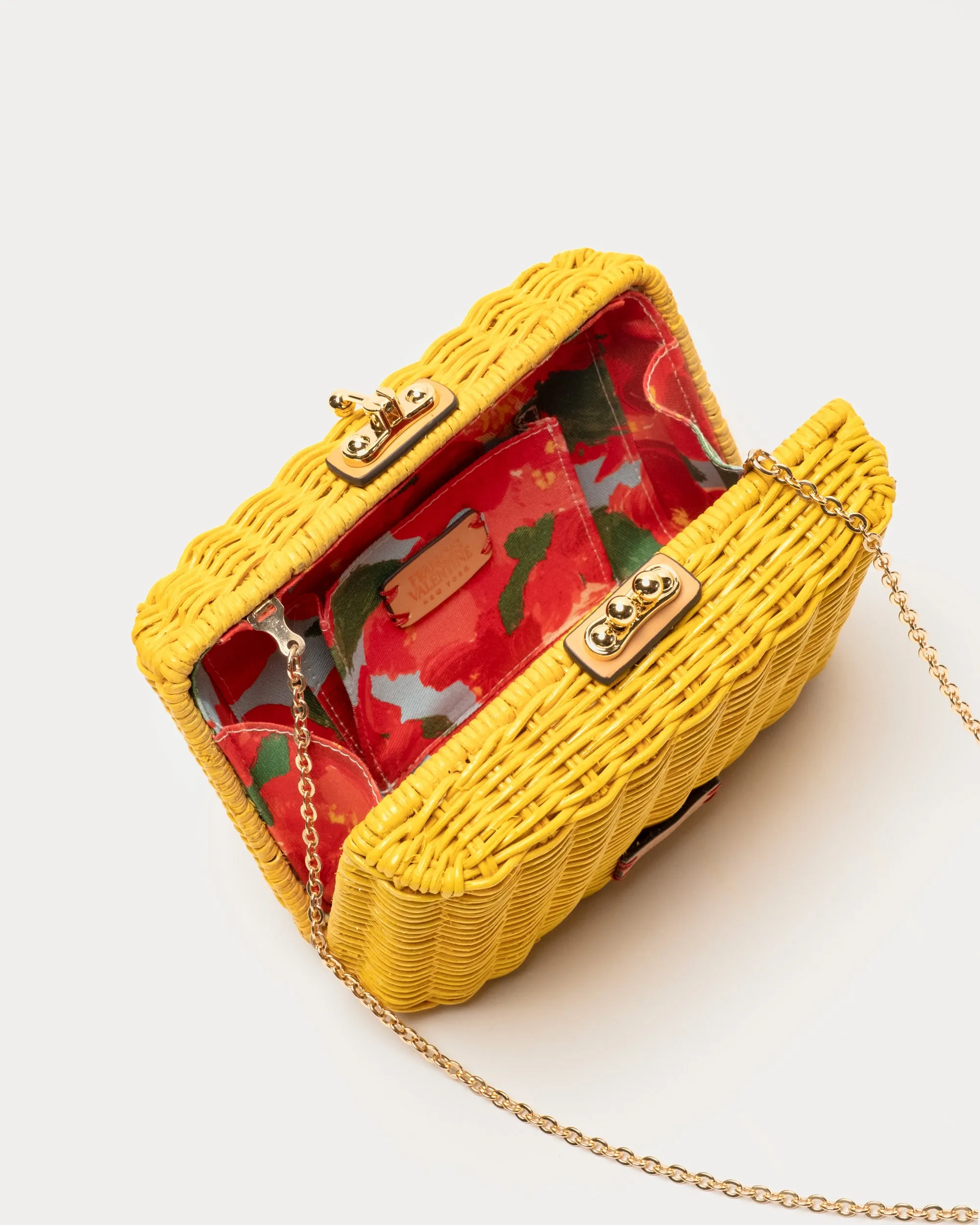 Paige Wicker Box Clutch Canary