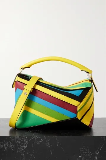 Patchwork textured-leather shoulder bag