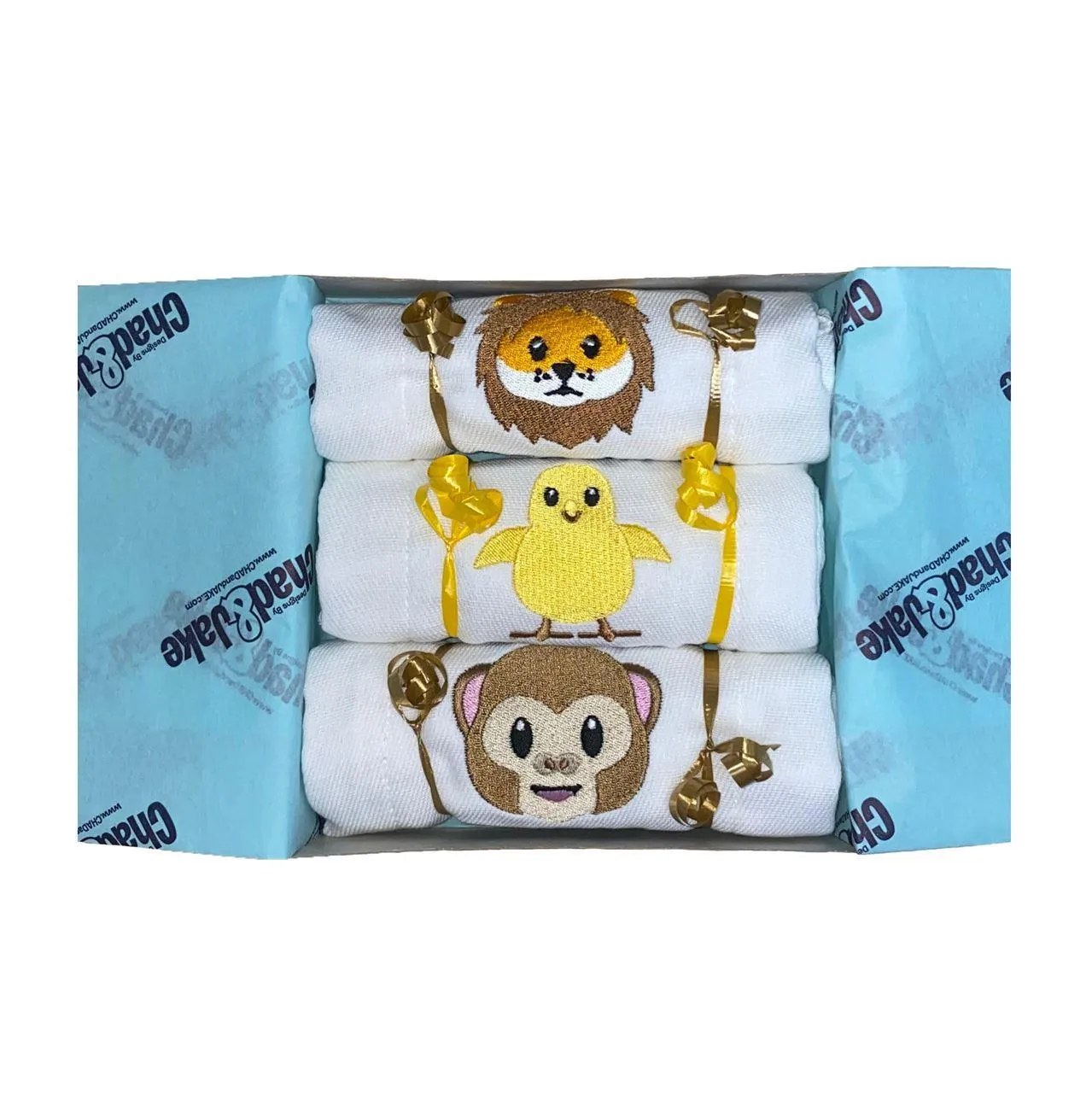 Personalized Emoji Burp Cloth - 3 Pack Zoo Animals