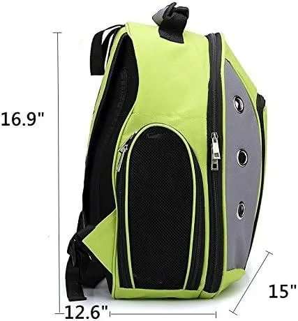 Pet Carrier Backpack With Mesh Widow Dog Cat Small Animals Travel Bag, Green