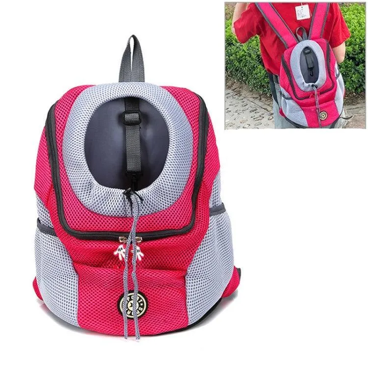 Pet-Friendly Outdoor Travel Backpack for Dogs and Cats - Comfortable Mesh Carrier with Double Shoulder Straps