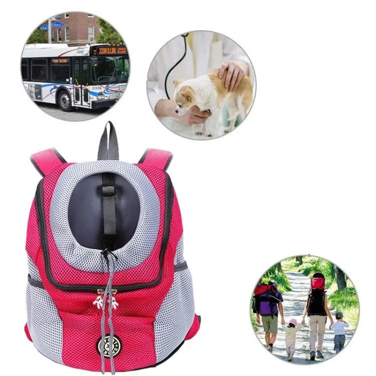 Pet-Friendly Outdoor Travel Backpack for Dogs and Cats - Comfortable Mesh Carrier with Double Shoulder Straps