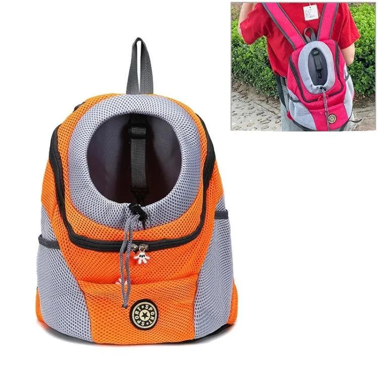 Pet-Friendly Outdoor Travel Backpack for Dogs and Cats - Comfortable Mesh Carrier with Double Shoulder Straps