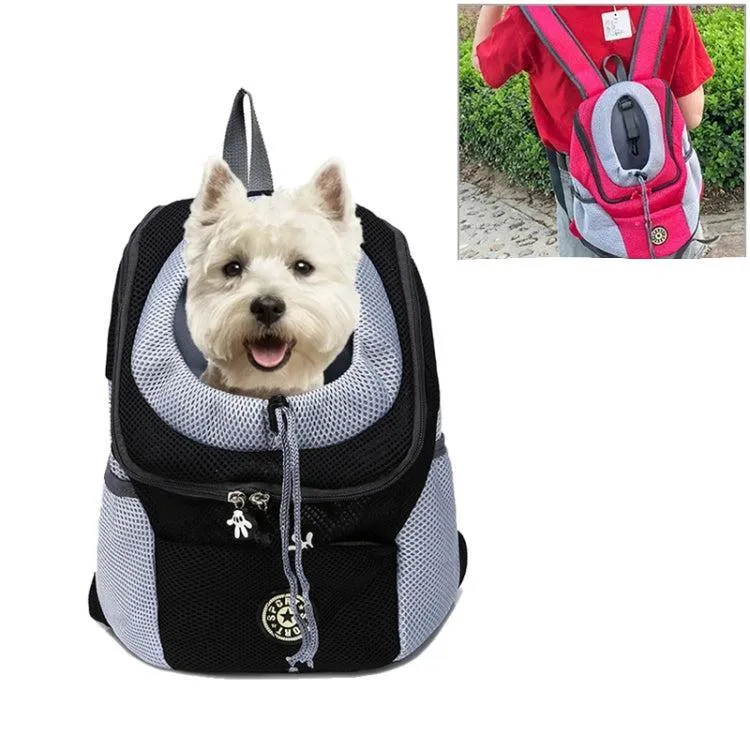 Pet-Friendly Outdoor Travel Backpack for Dogs and Cats - Comfortable Mesh Carrier with Double Shoulder Straps