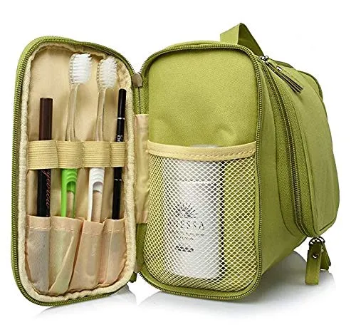 PETRICE Toiletry bag for Women Makeup pouch Waterproof Shower Wash Bag Cosmetic Organizer Case Travel Kit Pack with Hook (Green)