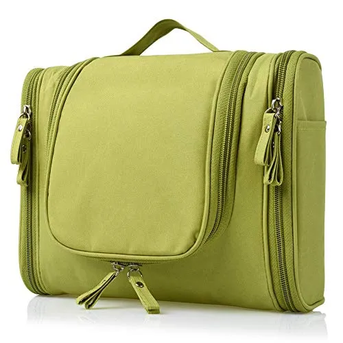 PETRICE Toiletry bag for Women Makeup pouch Waterproof Shower Wash Bag Cosmetic Organizer Case Travel Kit Pack with Hook (Green)