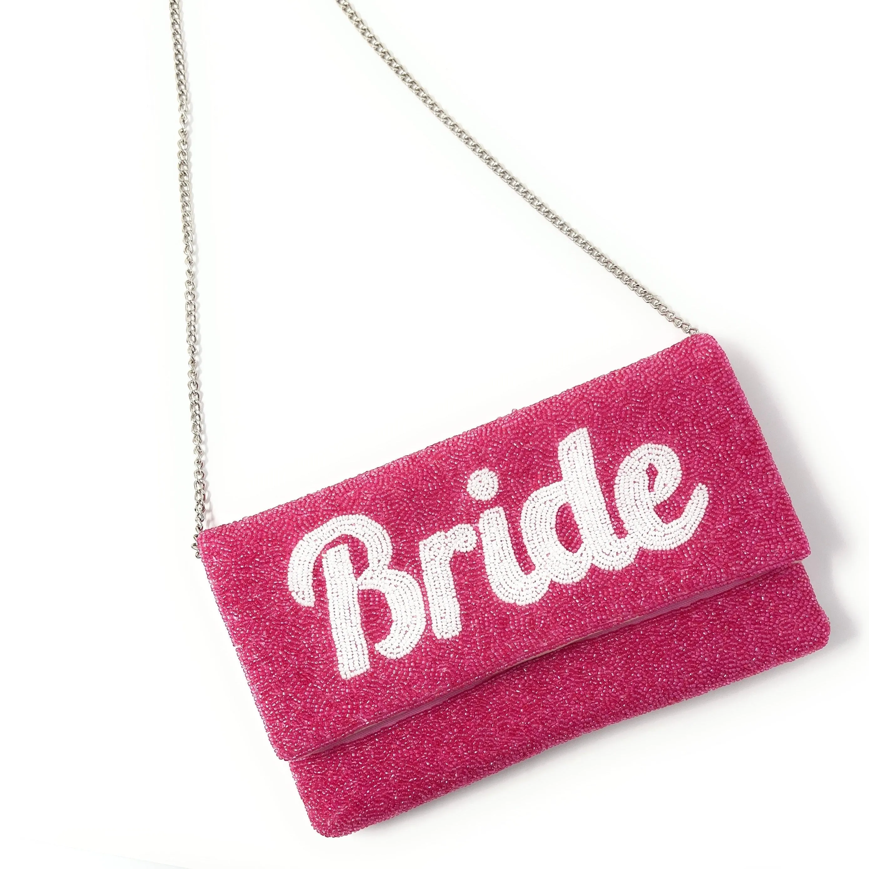 Pink Bride Beaded Clutch Purse