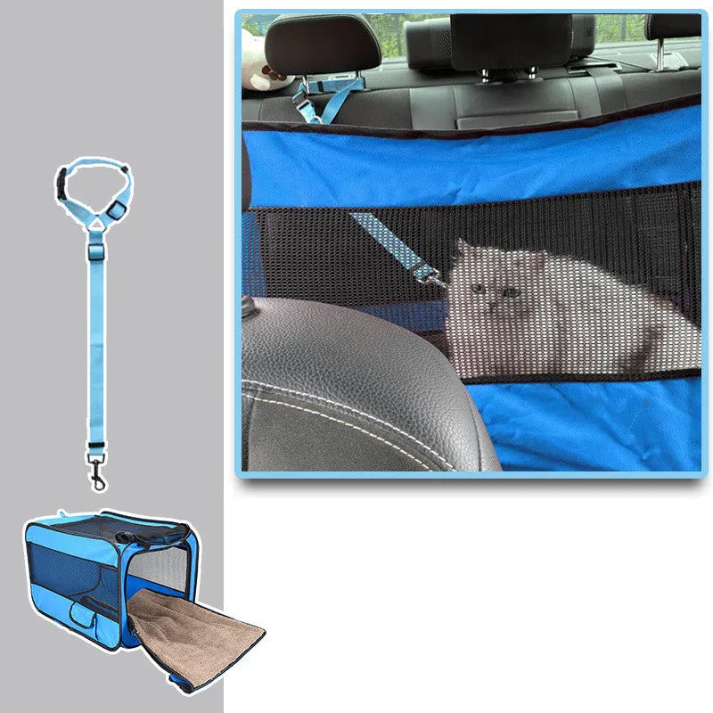 Portable Pet Travel Carrier Bag – Folding Design with Safety Lock Zippers