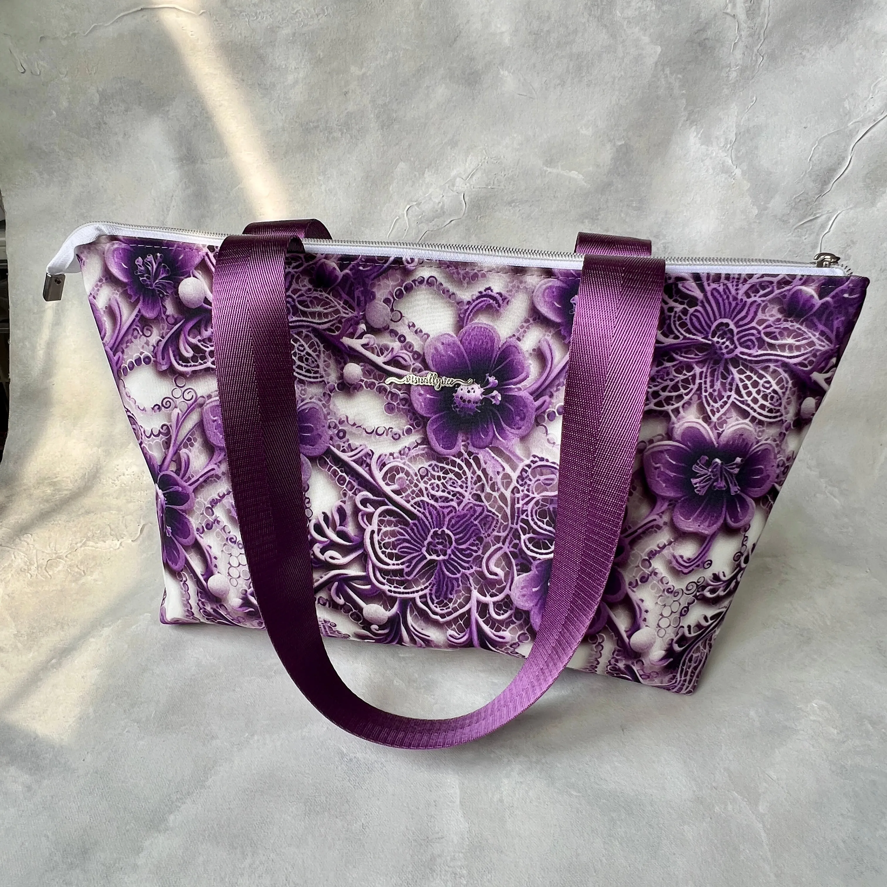 Purple Lace Water Resistant Tote Bag