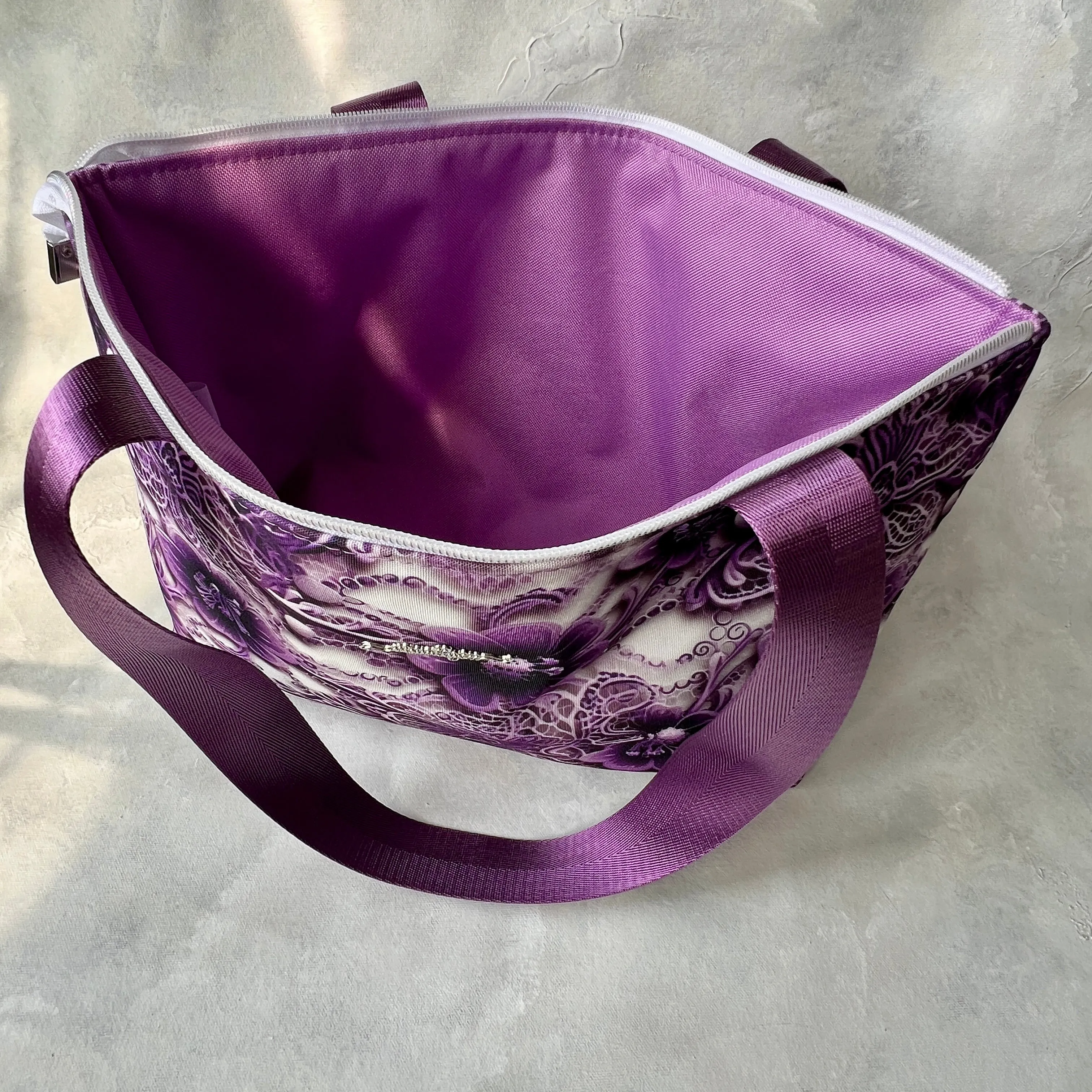 Purple Lace Water Resistant Tote Bag