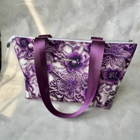 Purple Lace Water Resistant Tote Bag