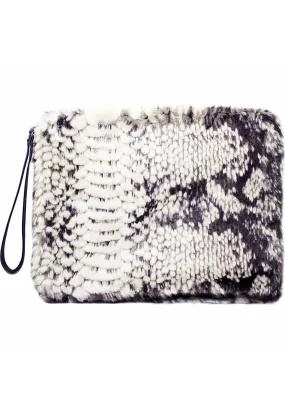 Python Faux Fur Clutch Handbag