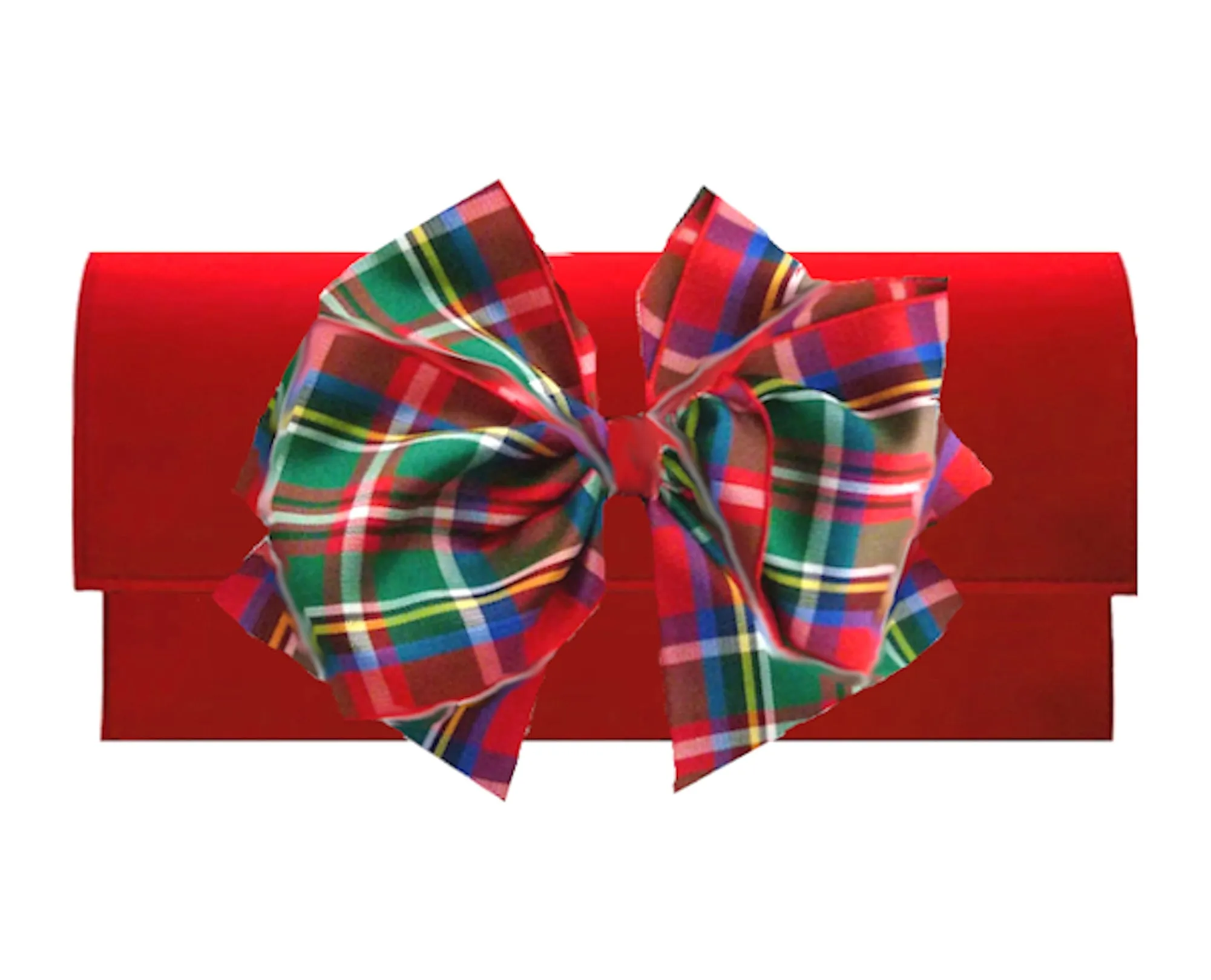 Red Tartan Plaid Bow, Interchangeable