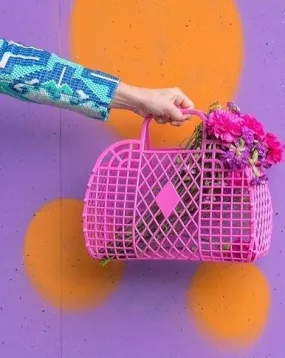 Retro Basket - Small Hot Pink