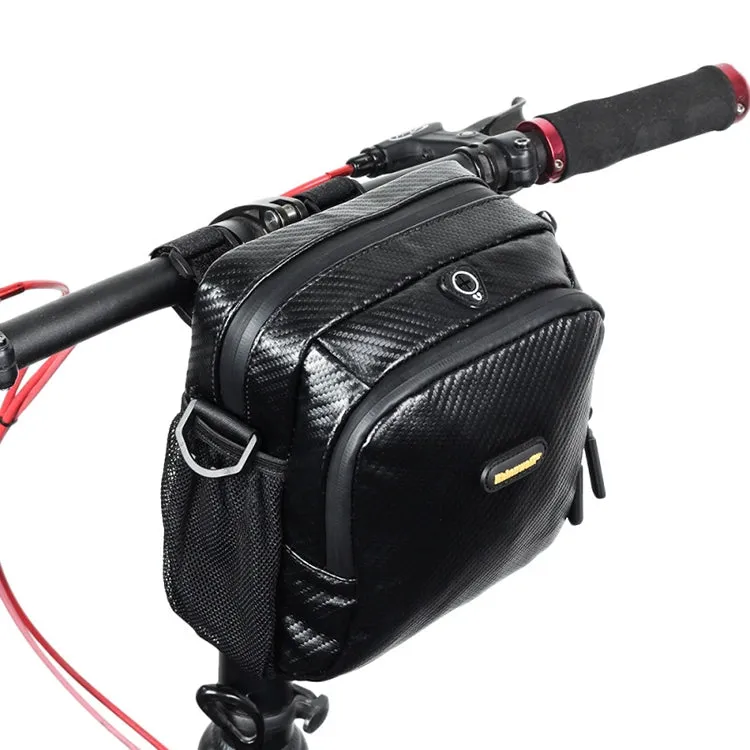 Rhinowalk Bicycle Front Bag Waterproof Handlebar Bag Folding Bike Front Bag Large Capacity Riding Bag(Carbon Fiber Pattern)