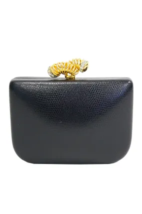 Rodo Lizard Skin Vintage Clutch with Rhinestone Closure