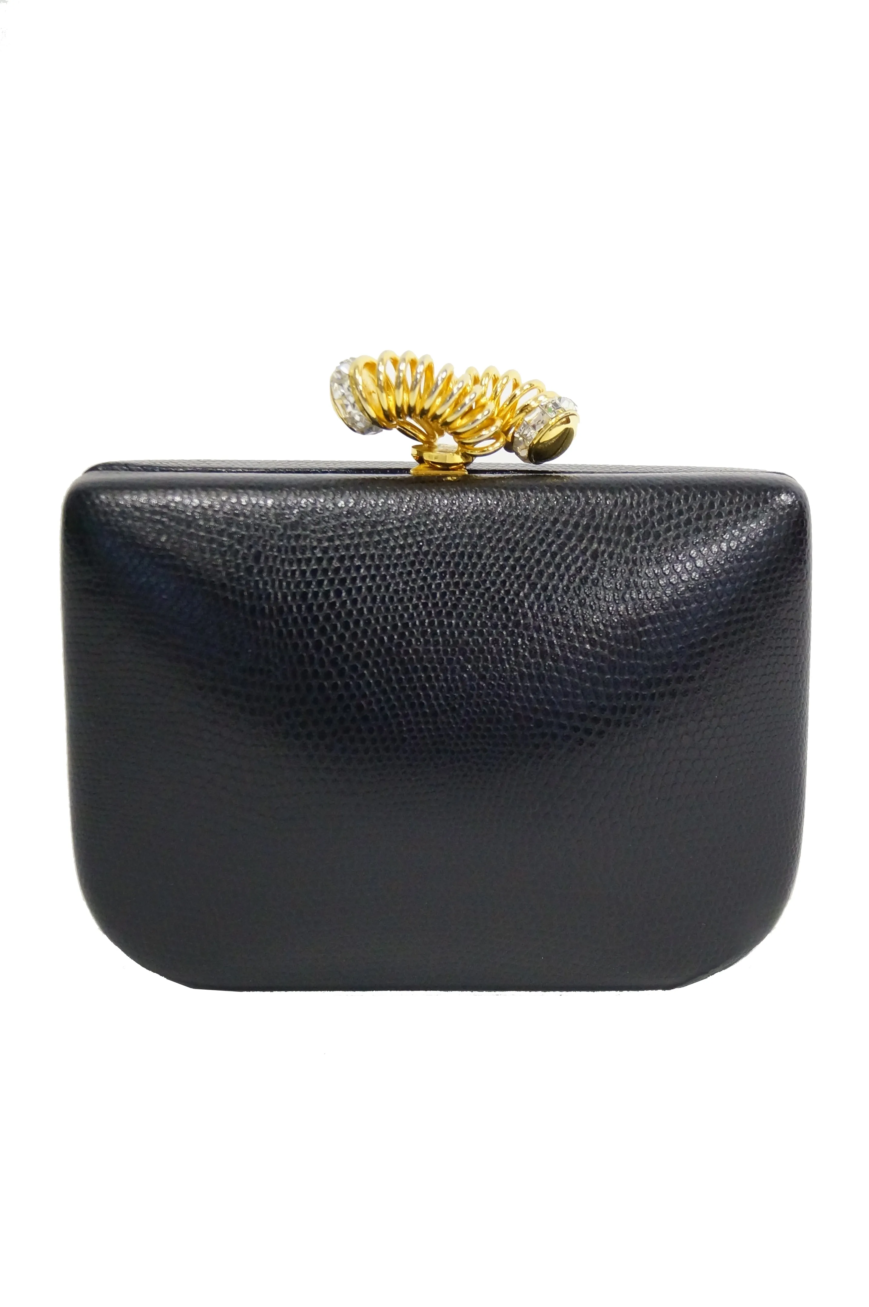 Rodo Lizard Skin Vintage Clutch with Rhinestone Closure