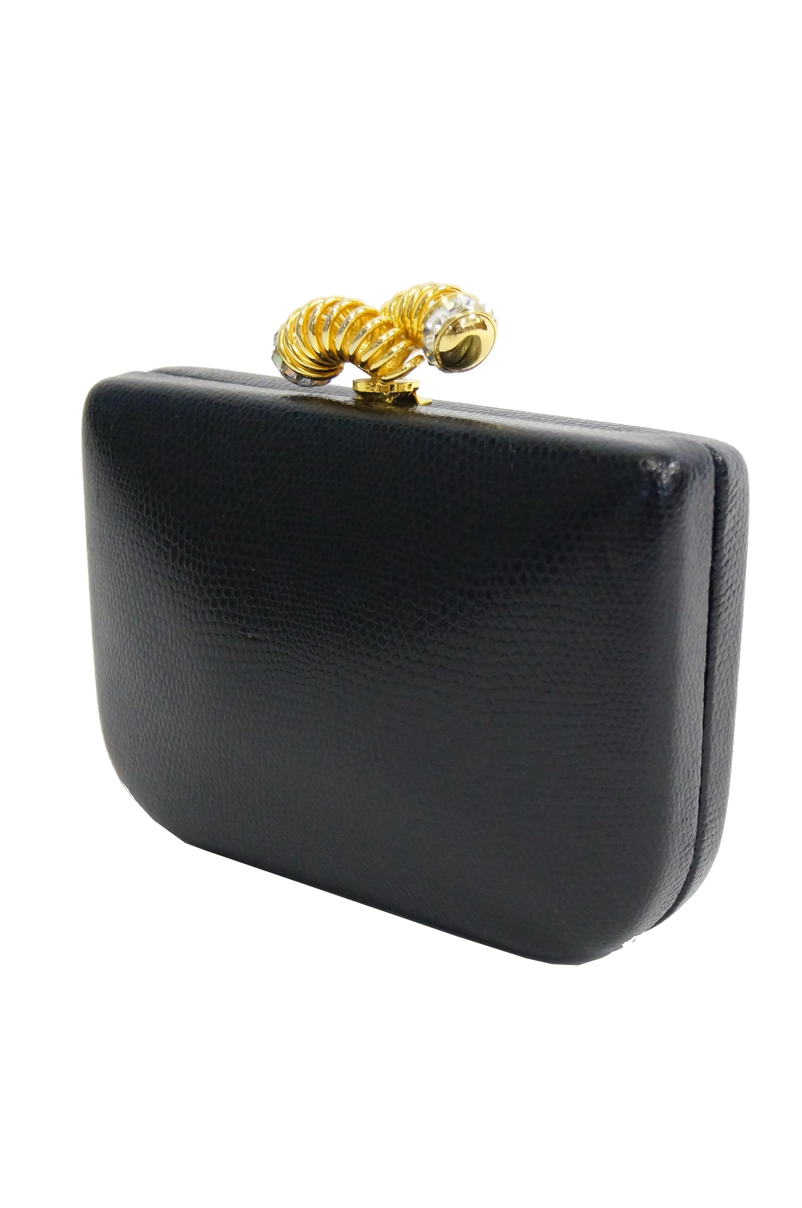 Rodo Lizard Skin Vintage Clutch with Rhinestone Closure