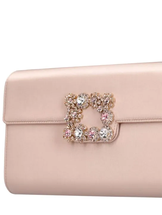 Roger Vivier   Crystal buckle satin envelope clutch 