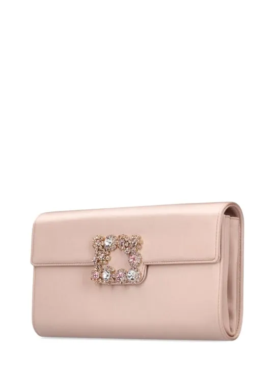 Roger Vivier   Crystal buckle satin envelope clutch 