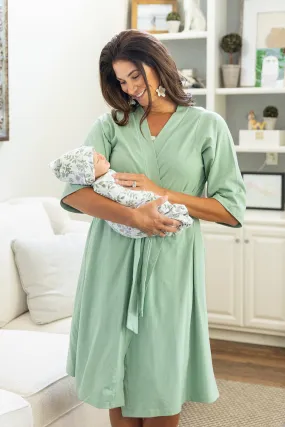 Sage Robe & Morgan Baby Receiving Gown Set