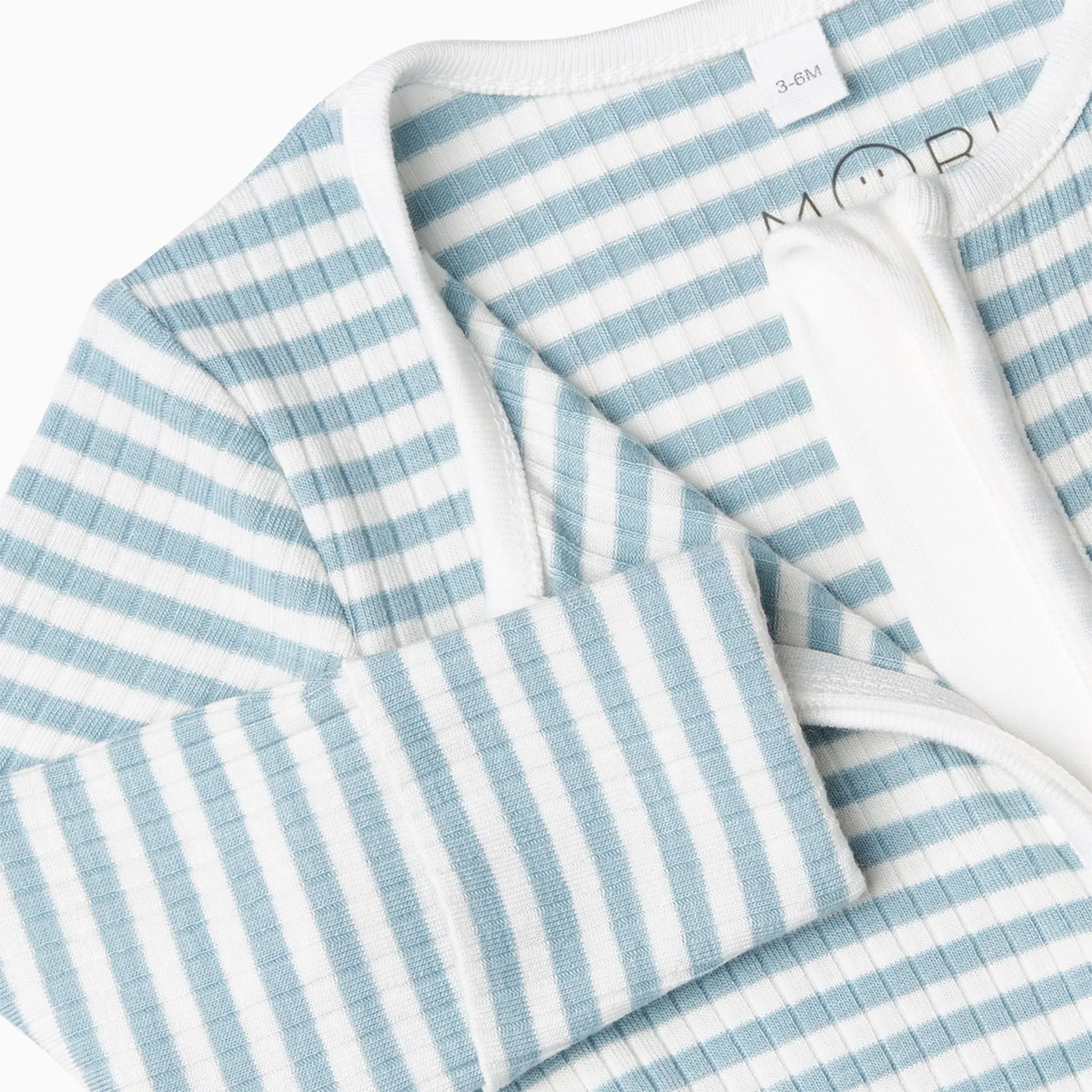 Sea Stripe Ribbed Clever Zip Footed Baby Pajamas