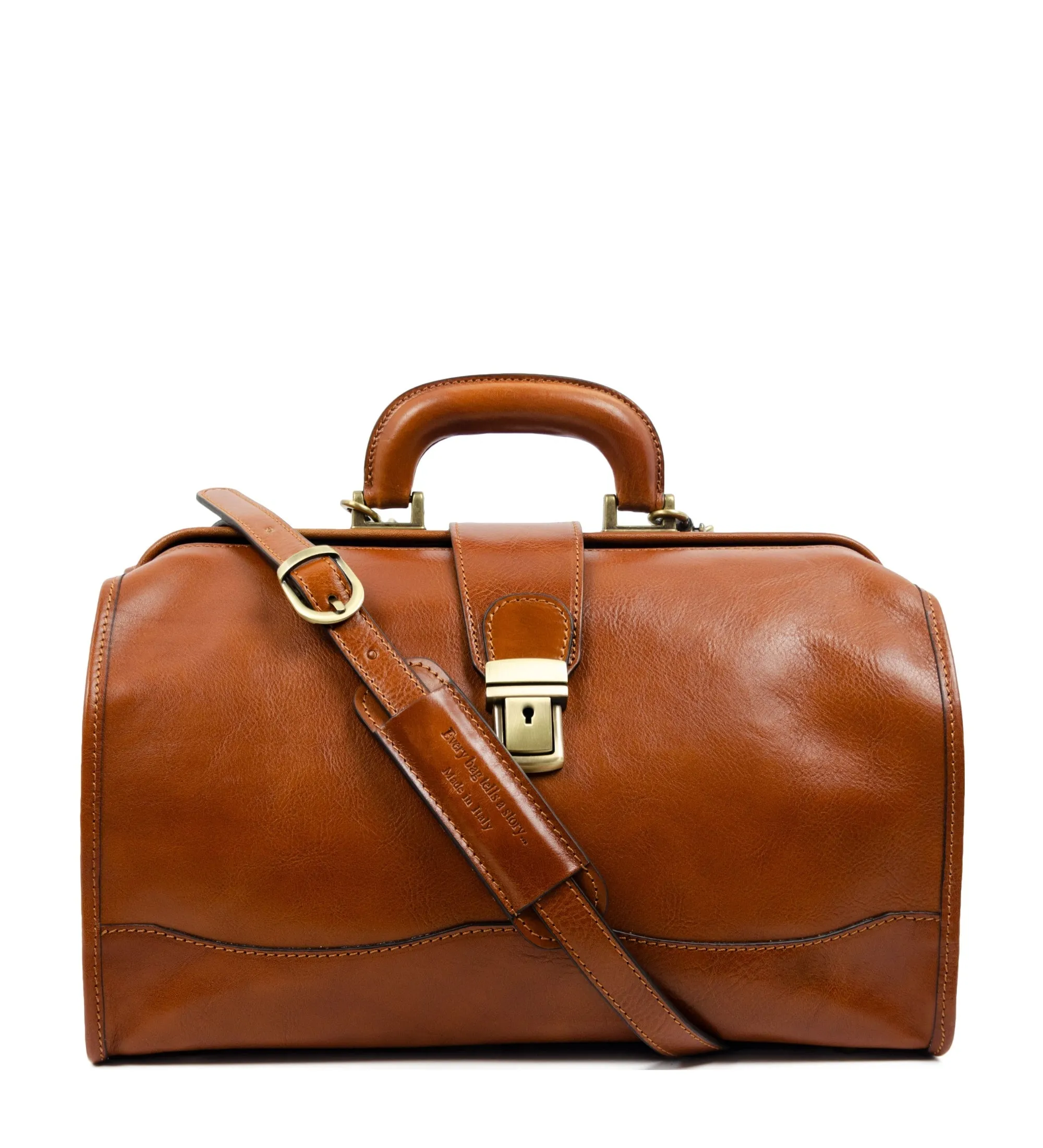 Small Full Grain Italian Leather Doctor Bag - David Copperfield