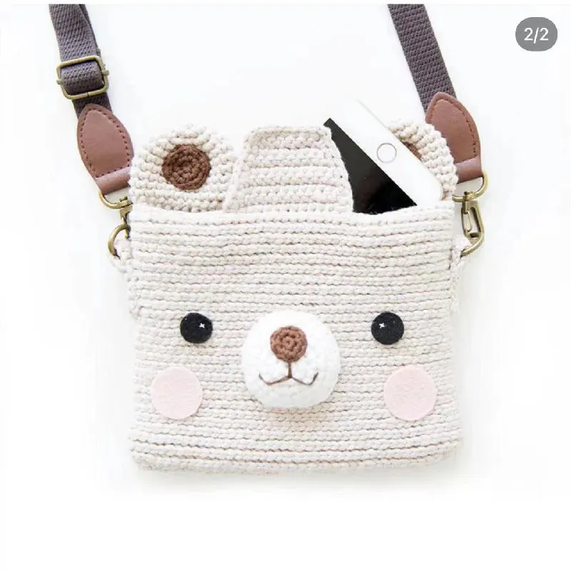 Sohiwoo Handmade crochet cute cartoon mobile phone bag, handbag, crossbody bag, key bag, makeup bag, card bag