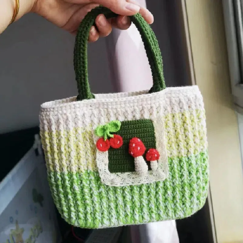 Sohiwoo Handmade crochet cute cartoon mobile phone bag, handbag, crossbody bag, key bag, makeup bag, card bag