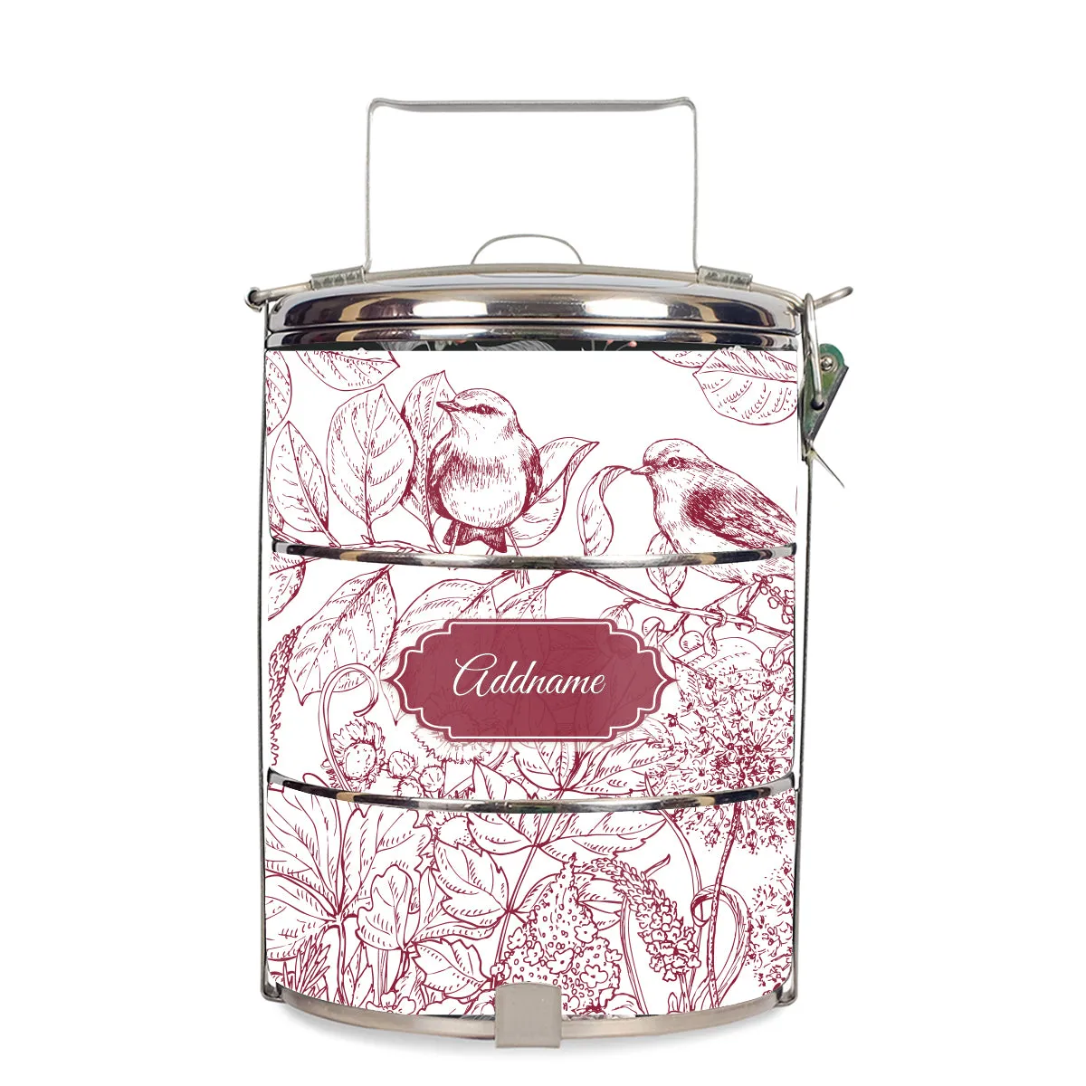 Song Birds Artline Series 3-Tier Standard Small 12cm Tiffin Carrier [FREE Custom Add Name]