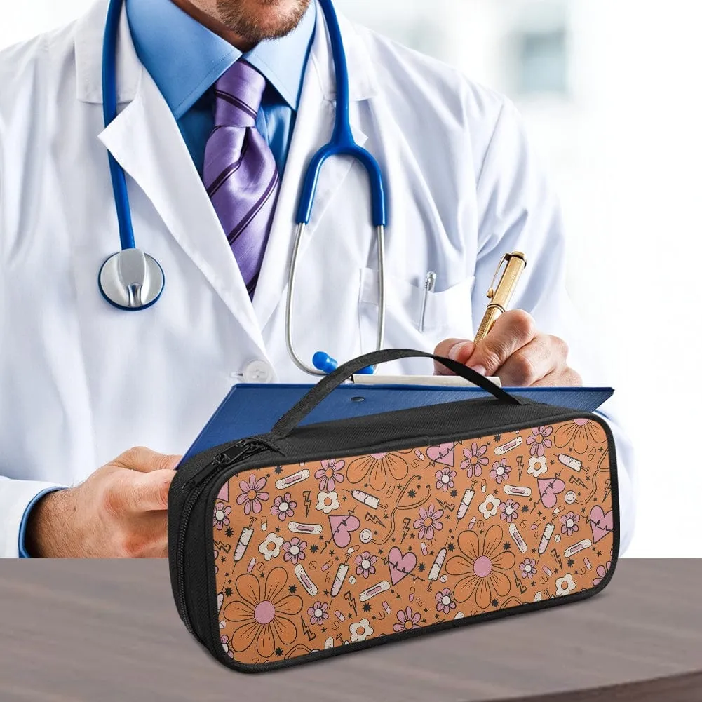 Stethoscope Orange Sunflower Storage Bag