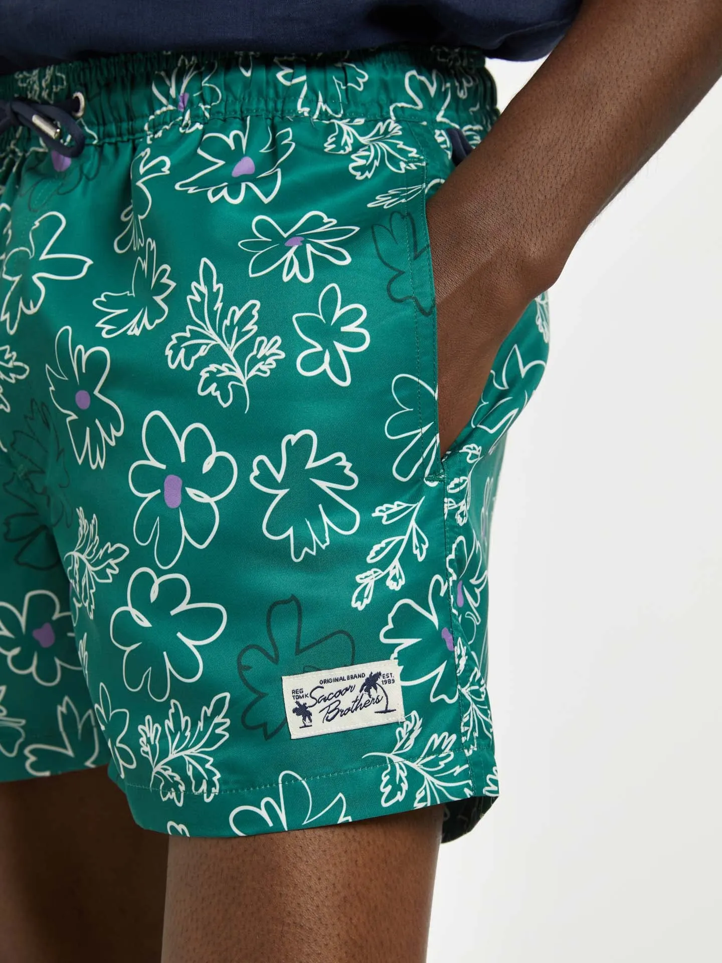 Swim Shorts With 'Flowers' Print