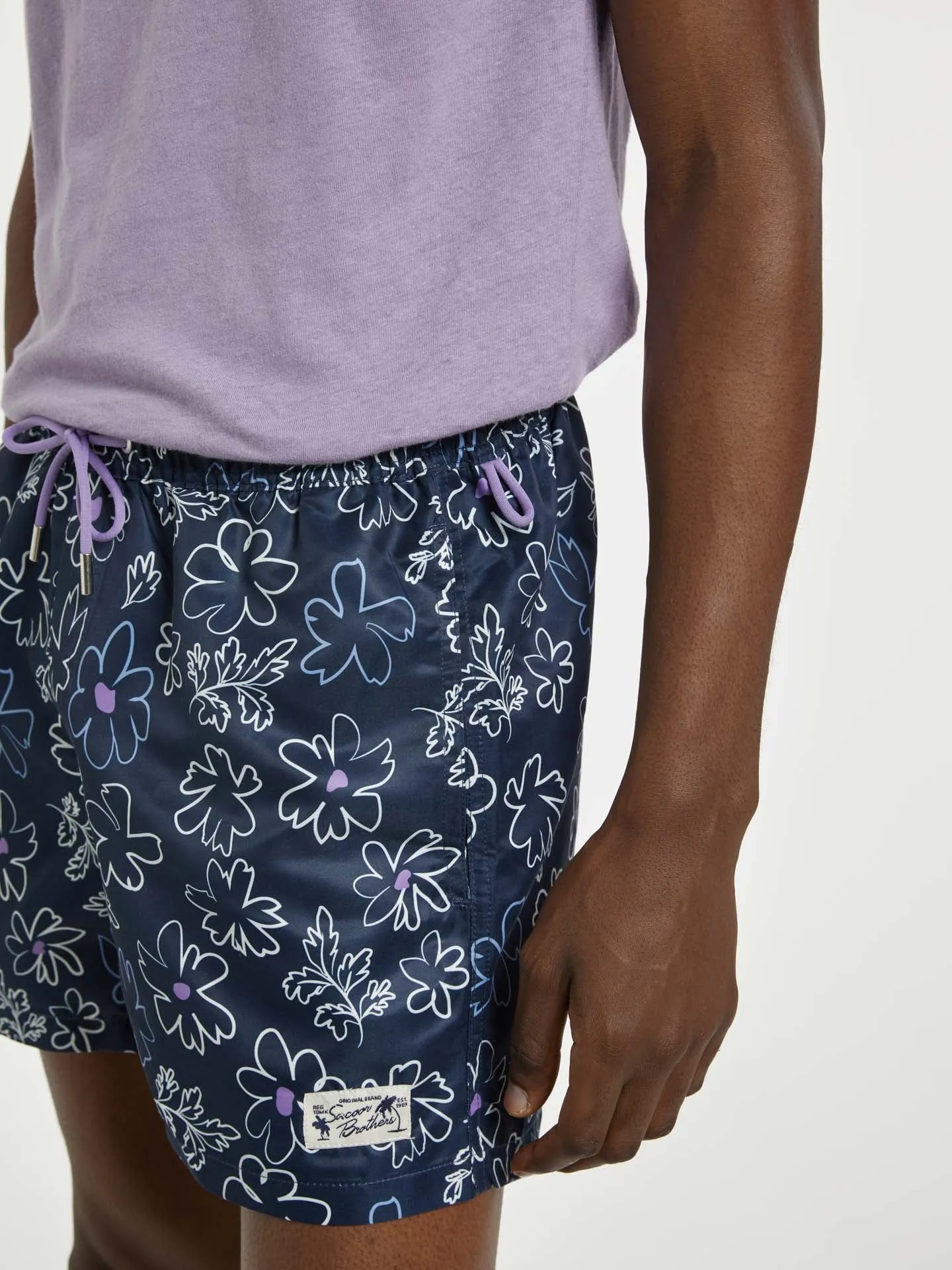 Swim Shorts With 'Flowers' Print