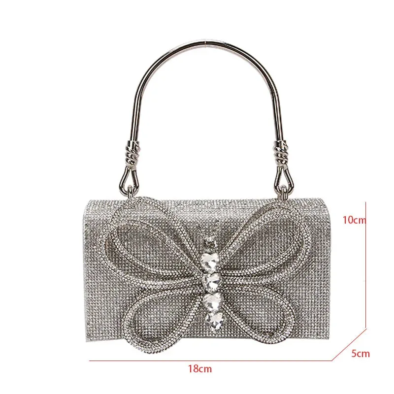 TAVIMART  -  Luxury Rhinestones Evening Clutch Bag Box Crossbody Shoulder Bag Crystal Diamonds Handbag Phone Purse For Party Bow Gold Clutch