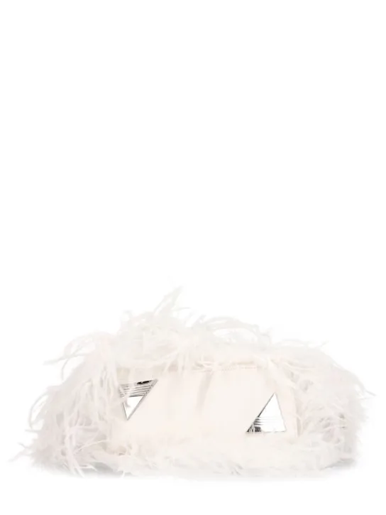 The Attico   Midnight satin clutch w/ feathers 