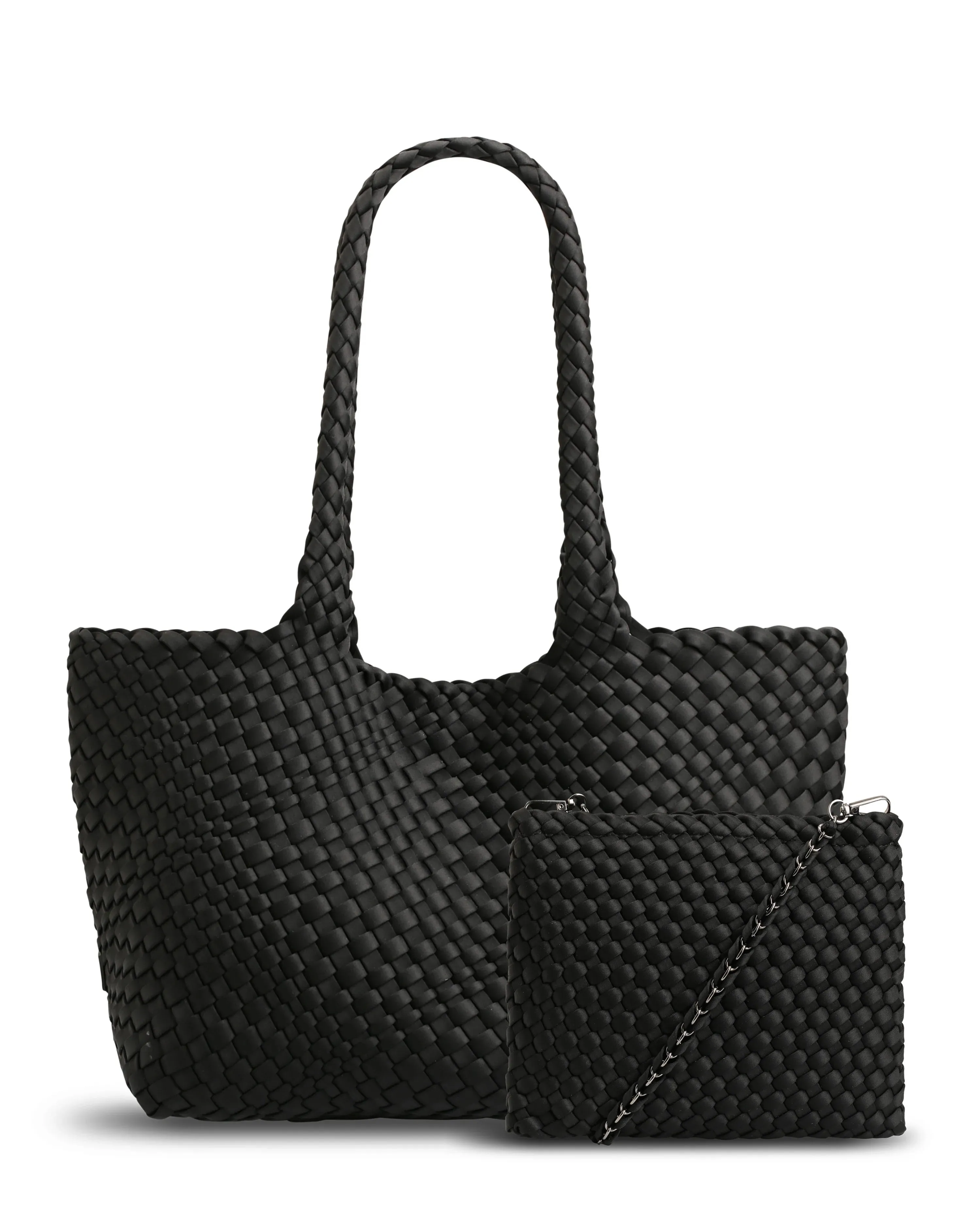 The Aubrey Bag (BLACK) Woven Neoprene Tote Bag