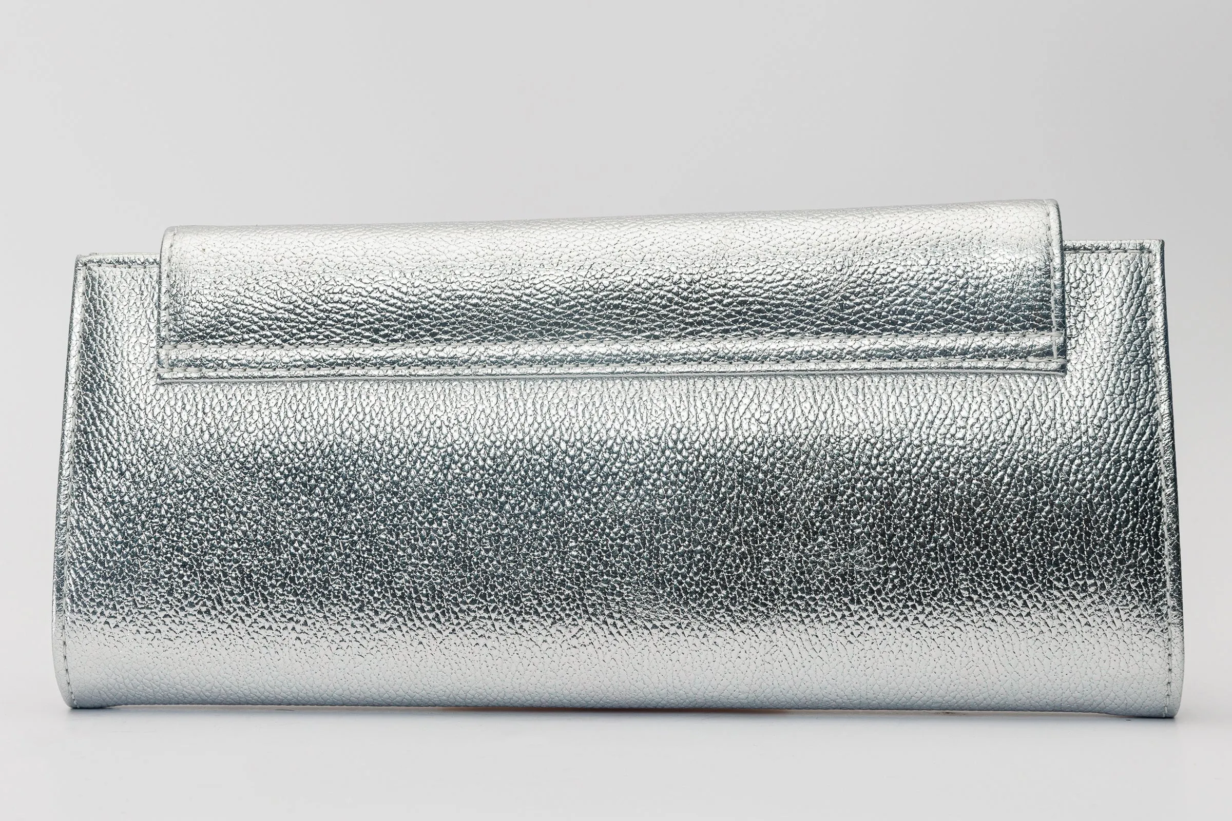 The Ege Silver Leather Clutch