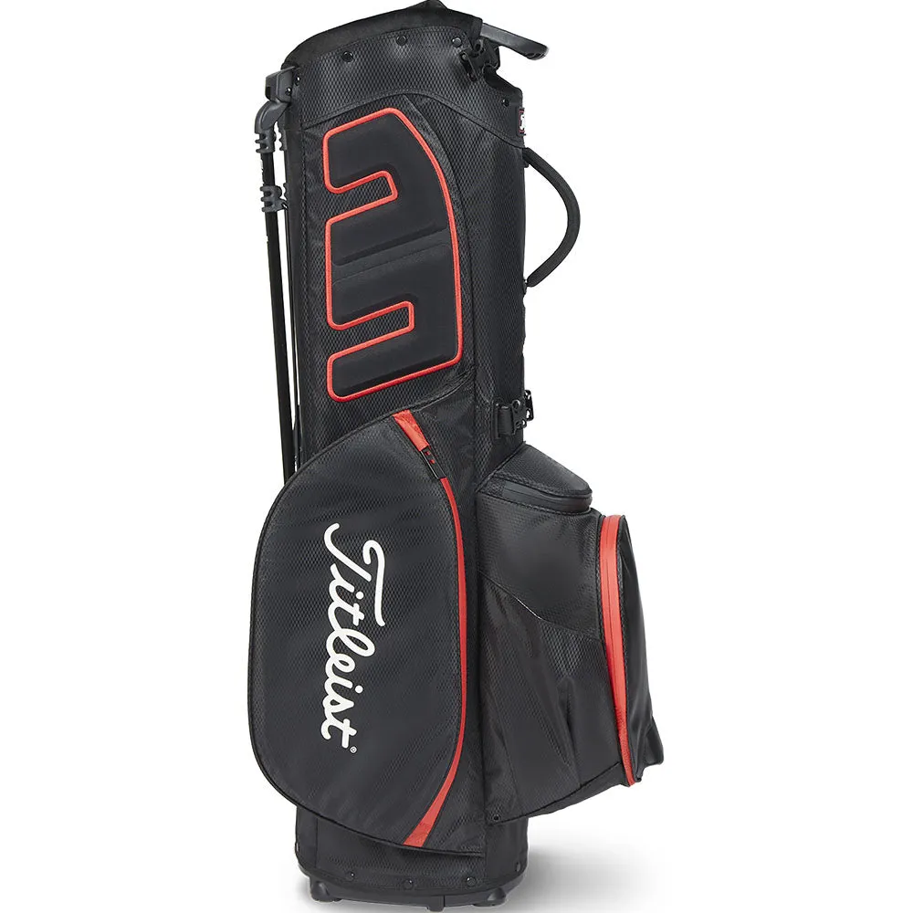 Titleist Players 5 StaDry Waterproof Stand Bag - Black/Black/Red