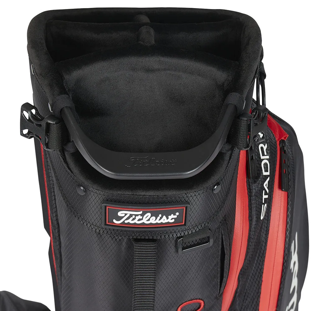 Titleist Players 5 StaDry Waterproof Stand Bag - Black/Black/Red