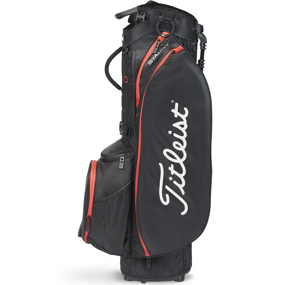 Titleist Players 5 StaDry Waterproof Stand Bag - Black/Black/Red