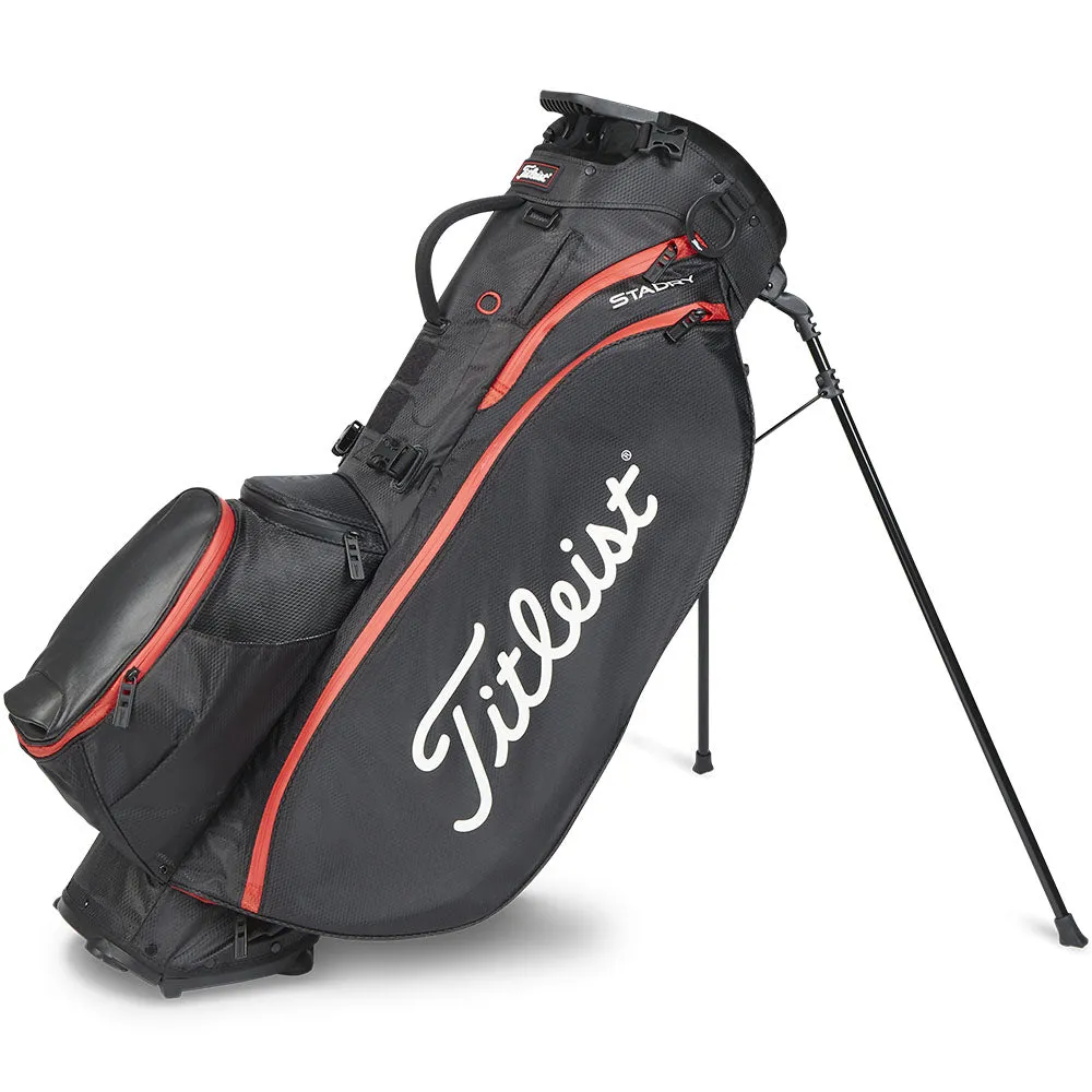 Titleist Players 5 StaDry Waterproof Stand Bag - Black/Black/Red