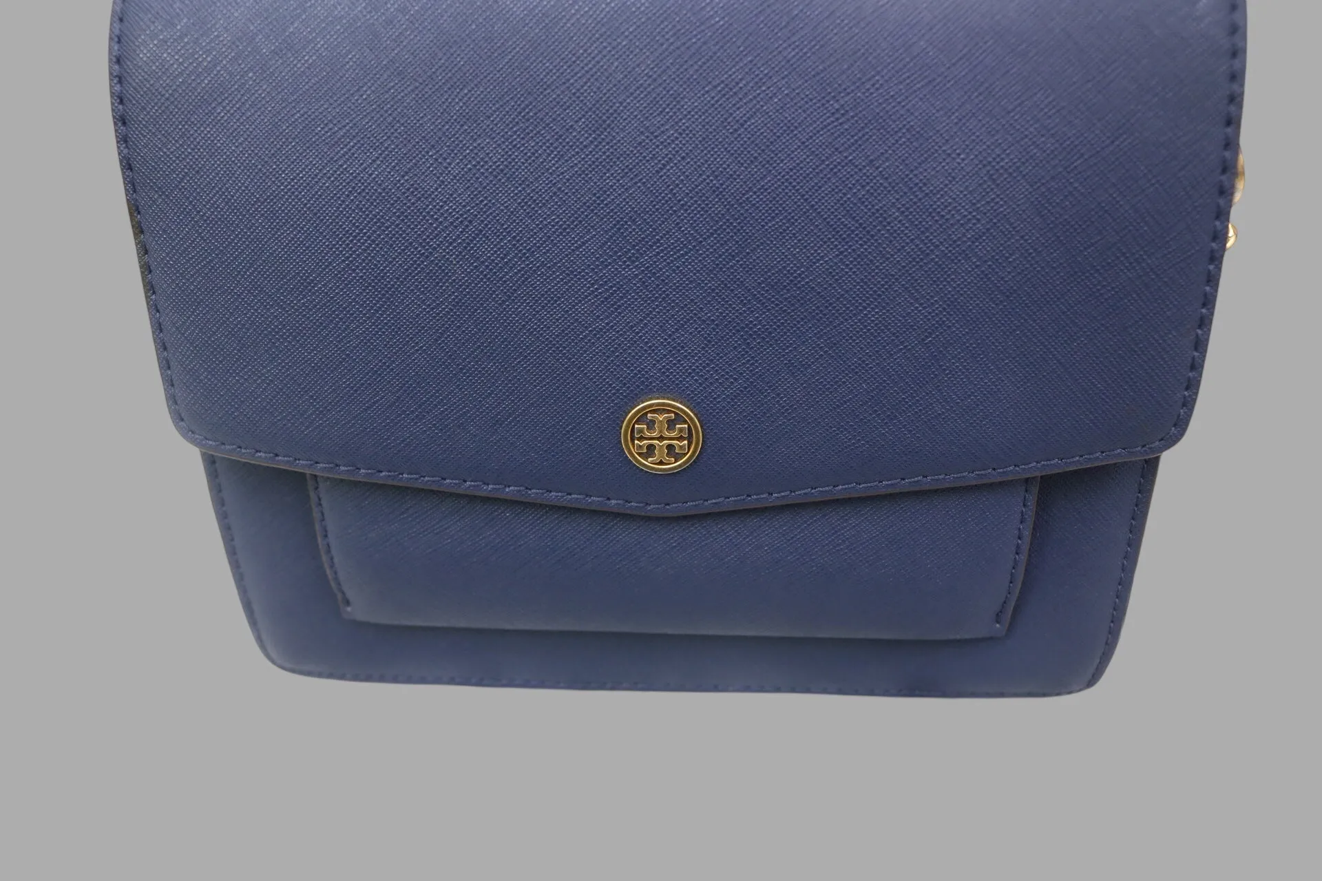 Tory Burch Robinson Colorblock Double Strap Blue Bag 3.25" (L) x 8.25" (W) x 6.75" (H)