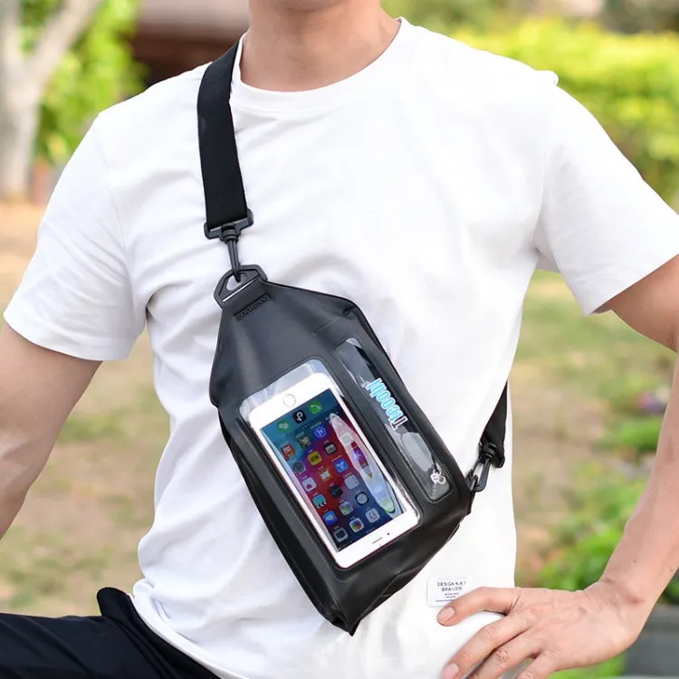 Tteoobl Swimming Waterproof Crossbody Phone Bag Touch Screen Chest Bag,Style:  Zipper Model(White)