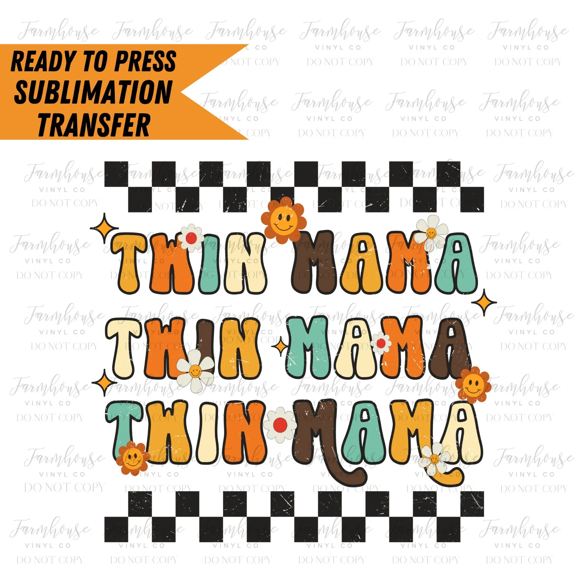 Twin Mama Mini Fall Retro, Ready to Press Sublimation Transfer, Sublimation Transfers, Sublimation Prints, Twin Mama Fall Design, Retro