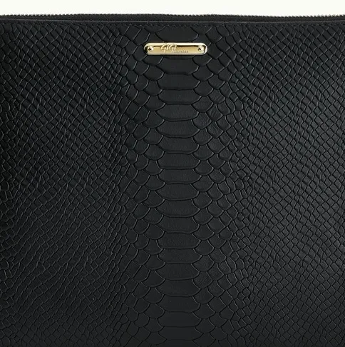 Uber Black Python Clutch Bag