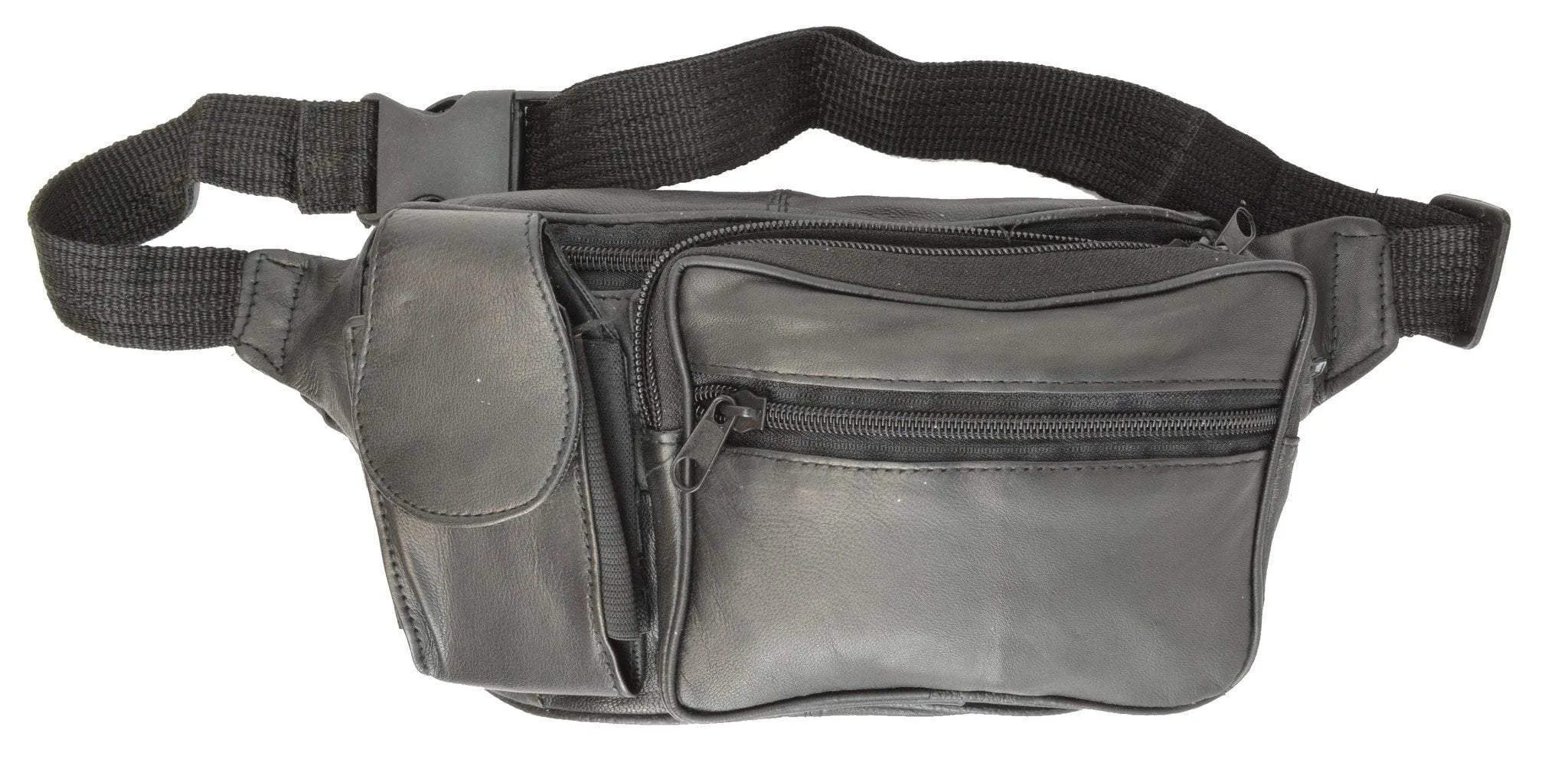 Unisex Design Genuine Soft Leather Travel Fanny Pack with Cellphone Pouch 305 (C)