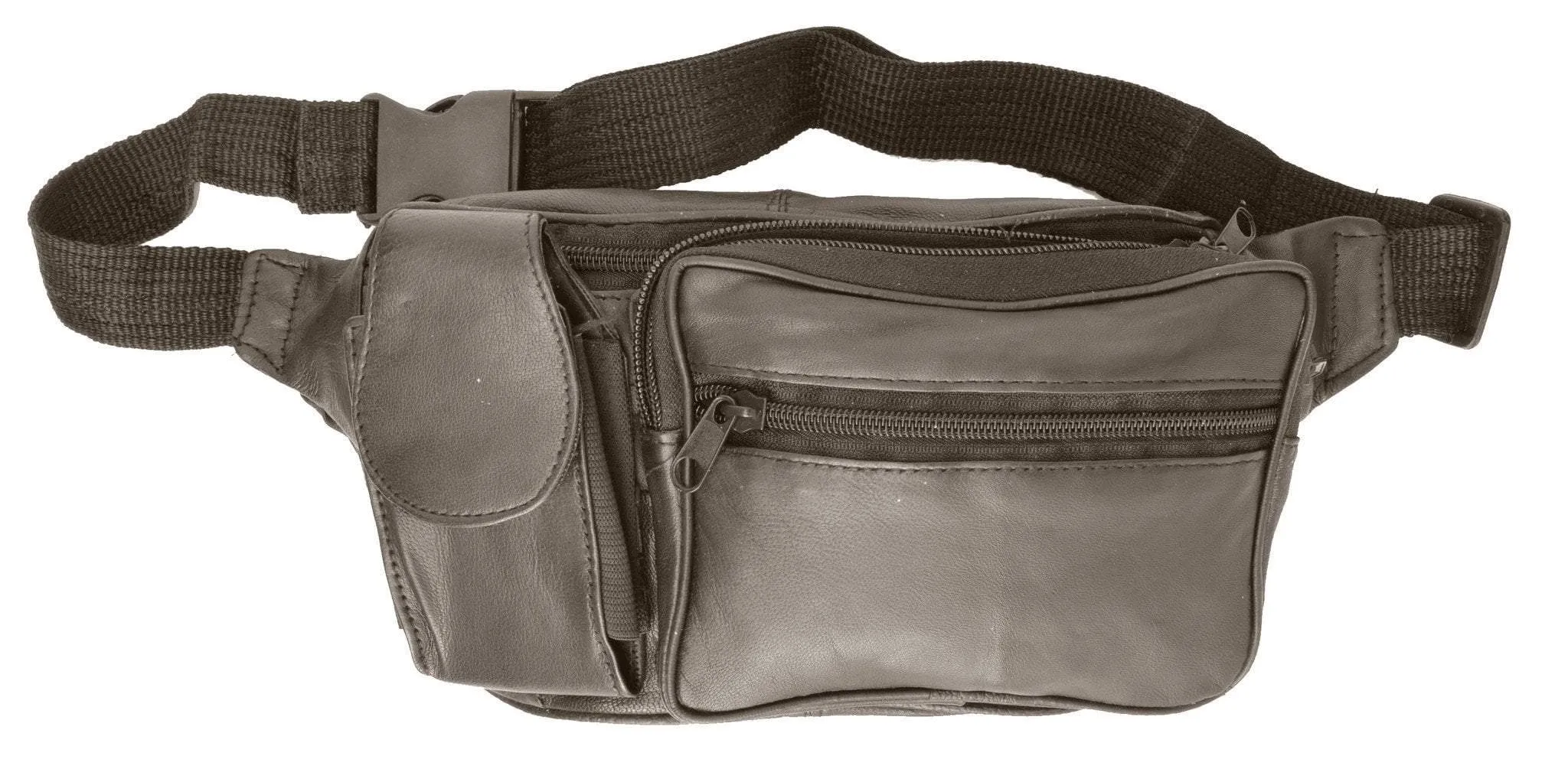 Unisex Design Genuine Soft Leather Travel Fanny Pack with Cellphone Pouch 305 (C)